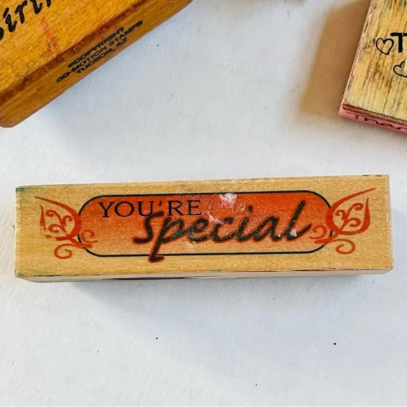 Assorted Greetings Rubber Stamp Wooden Mounted Scrapbooking Arts Crafts Lot 4 - Picture 2 of 7